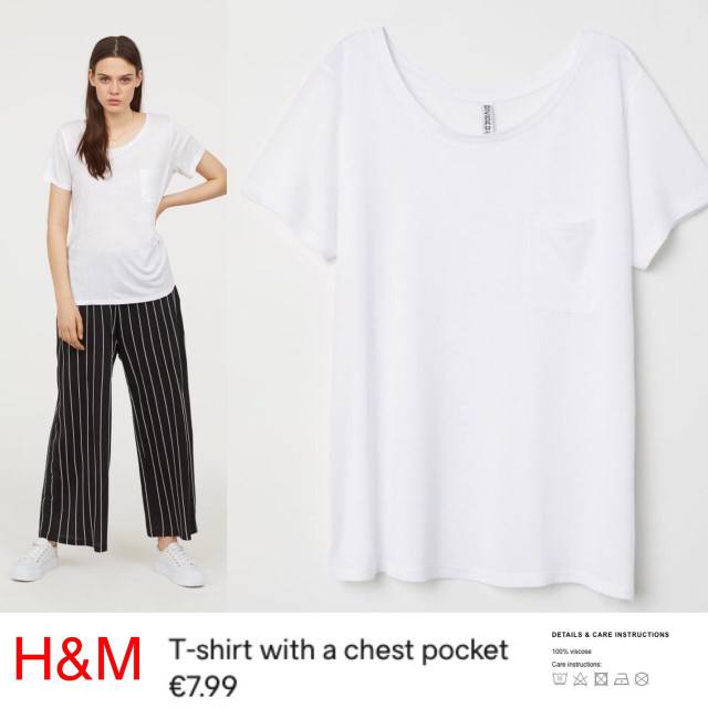 Jual H&M Basic Pocket Tee (White) Original 100% | Shopee Indonesia