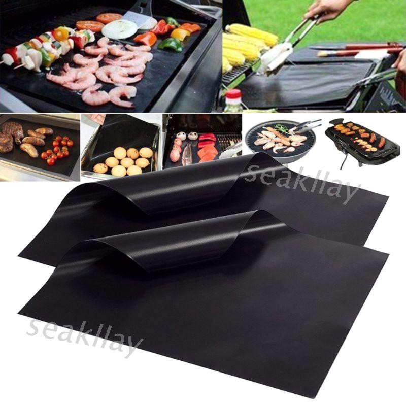 Jual Sc⭐ 33X40Cm Reusable Non-Stick Bbq Grill Mat 0.08Mm Thick Ptfe Barbecue Baking Liners Teflon Cook Pad | Shopee Indonesia