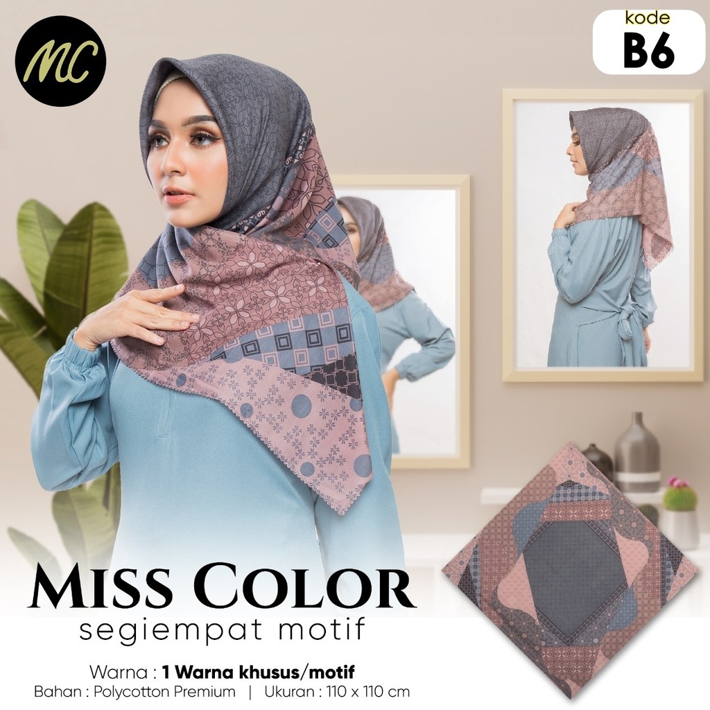 Jilbab VOAL PREMIUM Segiempat Miss COLOUR motif kekinian hijab mewah
