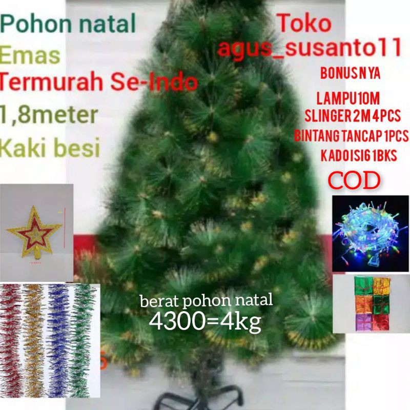 Pohon natal jarum emas 6AA 6feet 1,8m Shopee Indonesia