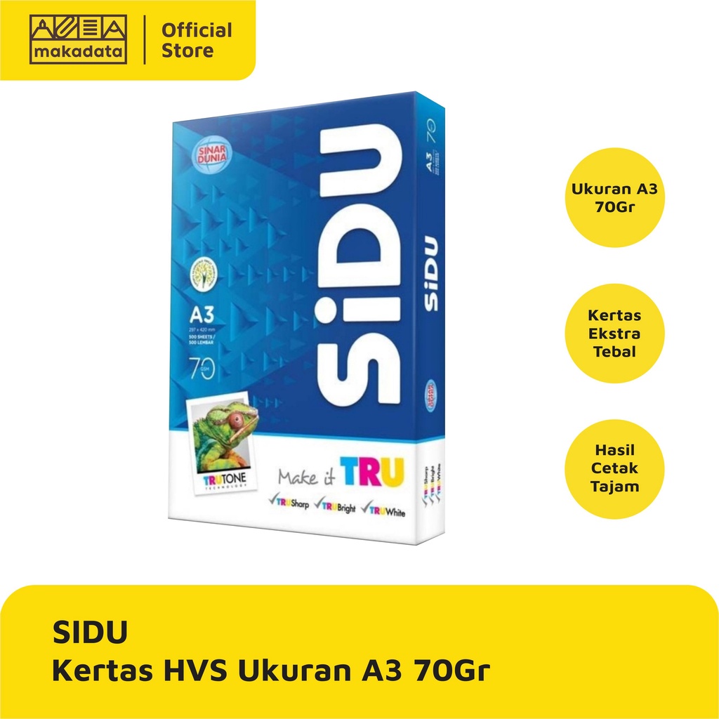 Jual KERTAS HVS / PRINT / FOTOCOPY SIDU A3 70 GRAM (1 RIM) MURAH