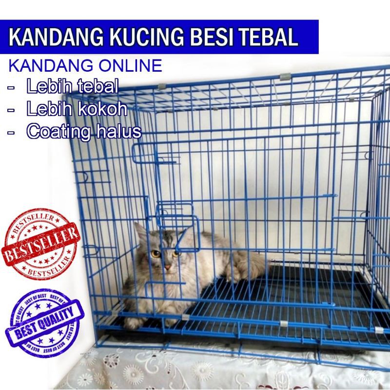 Kandang Kucing Besi Paling Tebal sesuai foto pintu besar ukuran L