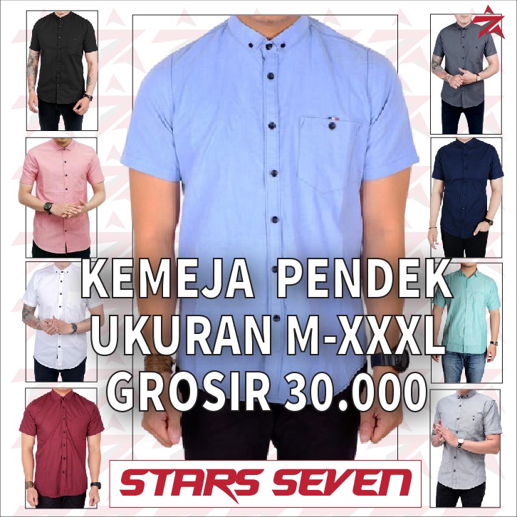 Kemeja Pria Lengan Pendek Baju Cowok Polos Putih Hitam Kasual jumbo Big
