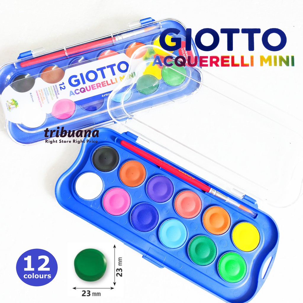 MINI Giotto Acquerelli 12 Warna (Water Color Cake /Cat Air) / Watercolor Giotto 23mm Shopee