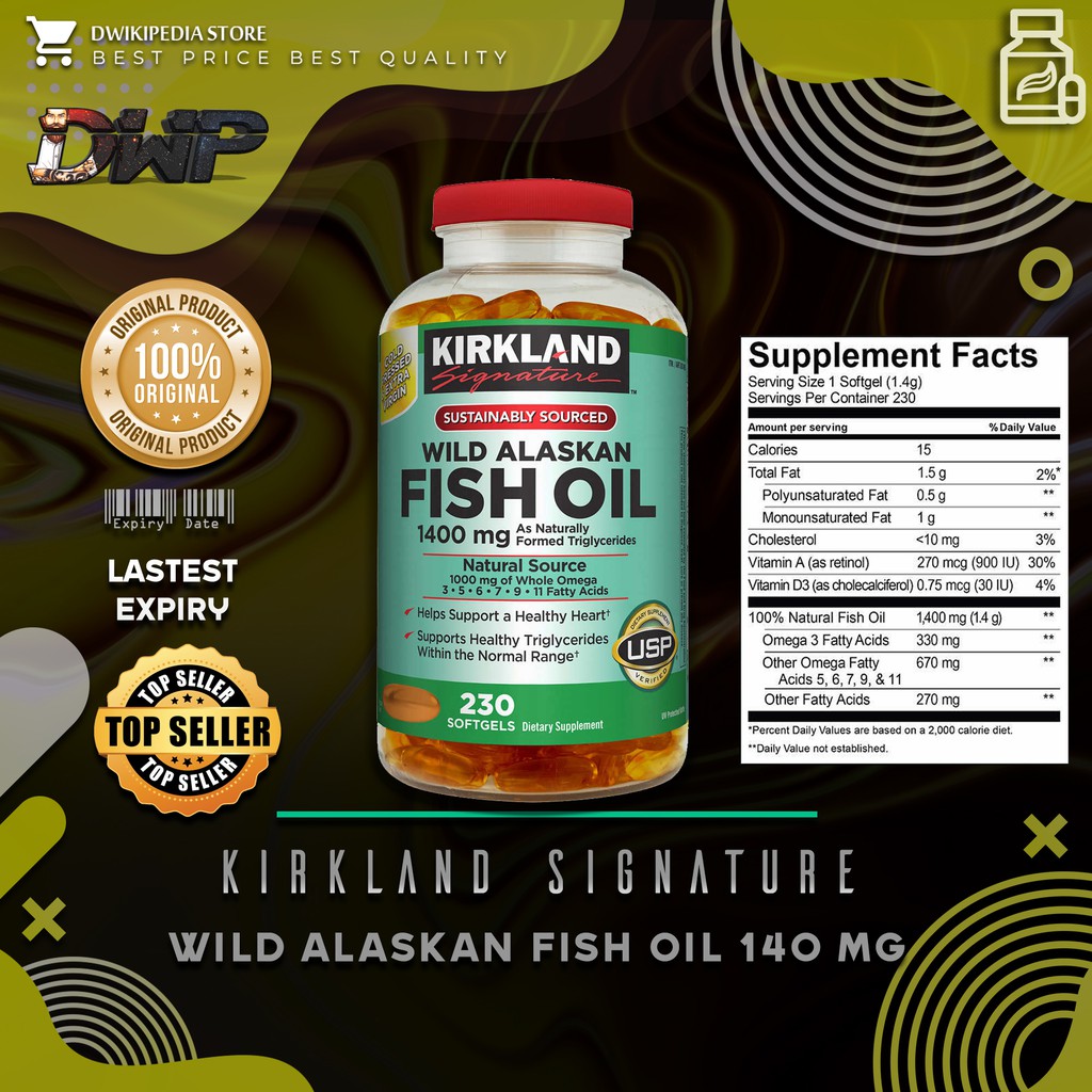 Jual Kirkland Signature Wild Alaskan Fish Oil 1400mg isi 230 softgel