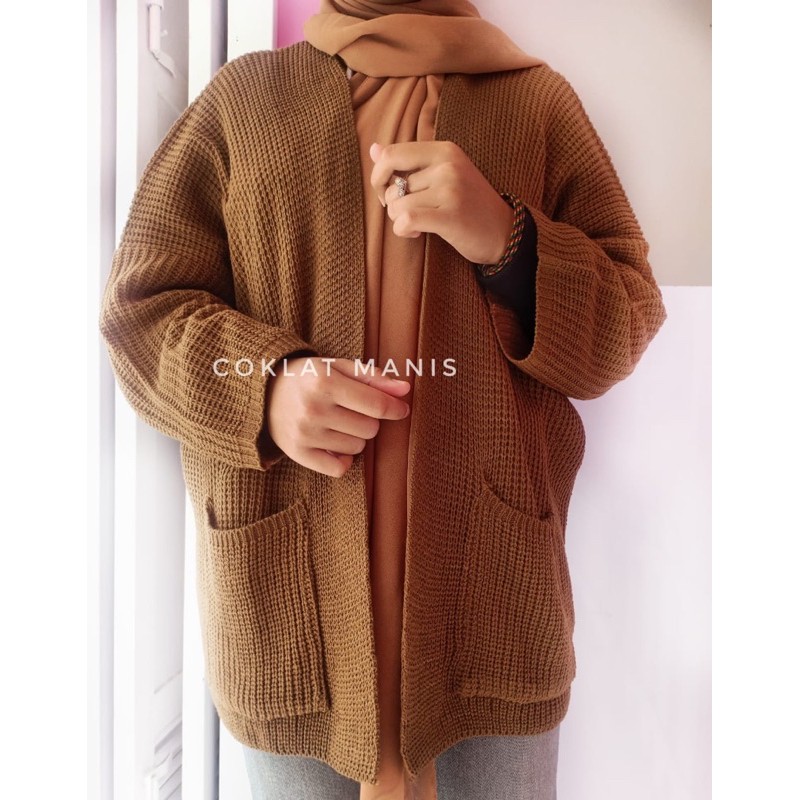 Jual [Termurah] Naomi Outer Rajut All Coklat Size Oversize Bandung Murah | Shopee Indonesia