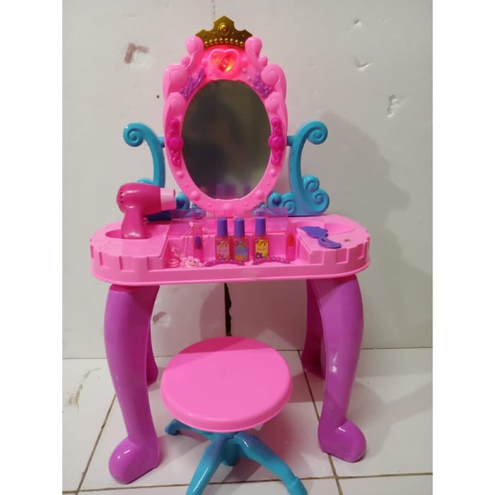 Jual Mainan Anak Cewek Perempuan Meja Rias Bangku Kursi Pink Cermin Indonesia|Shopee Indonesia