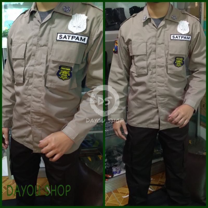 Jual Seragam pdl satpam ripstok baru coklat Indonesia|Shopee Indonesia
