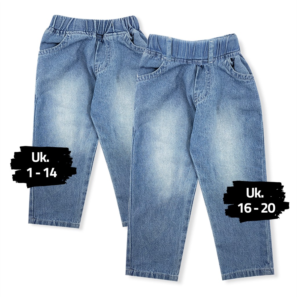 Wakakids Celana Jeans Anak Laki Laki dan Perempuan Unisex Basic Usia 6 Bulan 10 Tahun Light