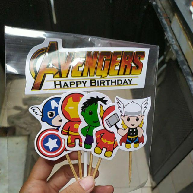 Cake Topper Avengers Set / Hiasan Kue Ultah / Topper CupCake Karakter