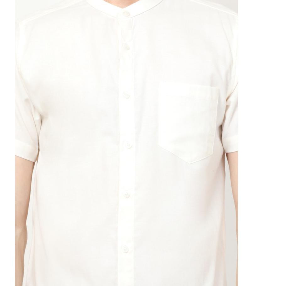 Jual SALEE - M231 Kemeja Pria Shanghai Katun Lengan Pendek Warna Putih  Kombinasi Tulang Indonesia|Shopee Indonesia