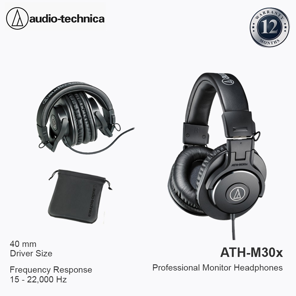 Jual Audio Technica Ath M30X Professional Studio Monitor Headphones - Hitam Indonesia|Shopee Indonesia