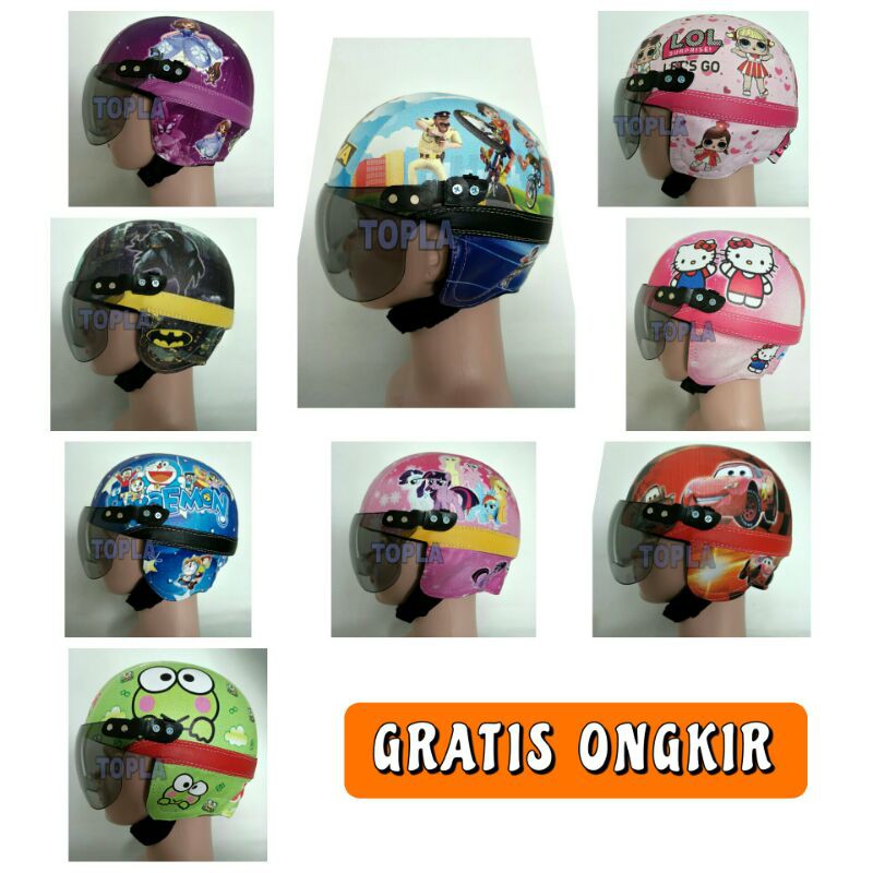 Jual HELM ANAK KARAKTER PLUS KACA SNI GAMBAR KARAKTER KIDS Umur 15