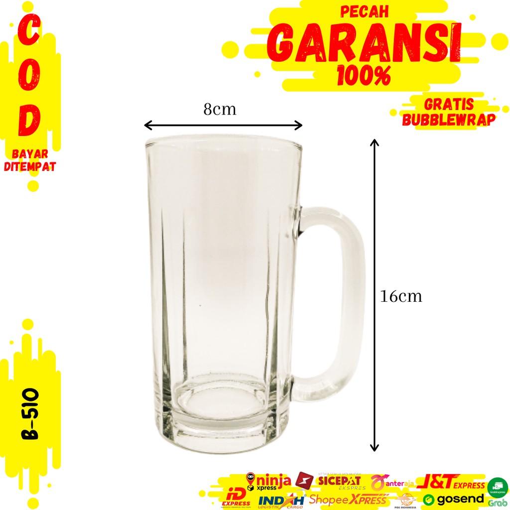 Gelas Kaca Besar Beling 550ml Mug Unik Minum Teh Bening Jumbo Bir Cafe