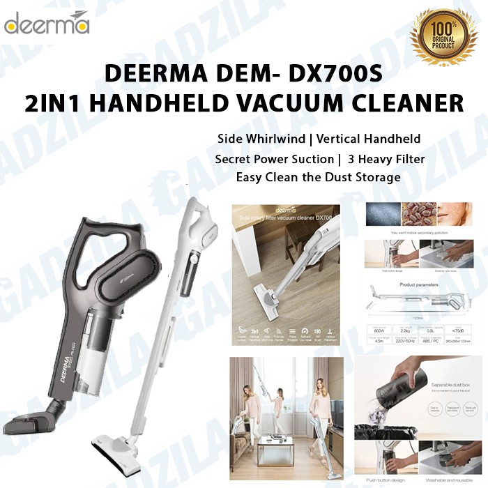 Deerma Dx700 Dx700s 2in1 Handheld Rotary Vacuum Cleaner Penyedot Debu Shopee Indonesia