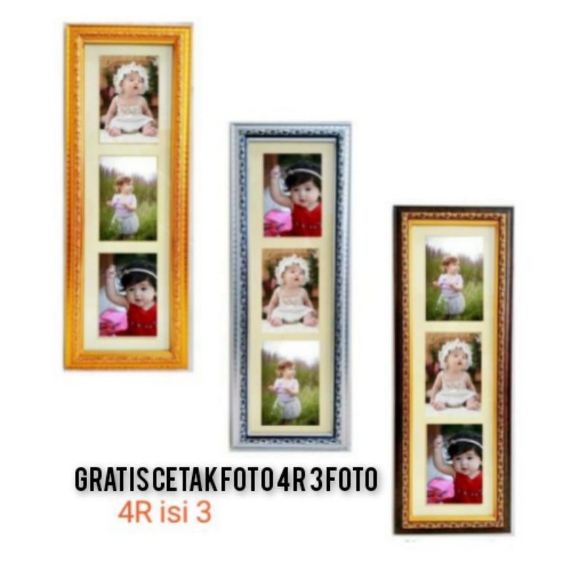 Bingkai foto 4r susun 3 ,, gratis cetak foto 4 r 3 foto,, | Shopee Indonesia