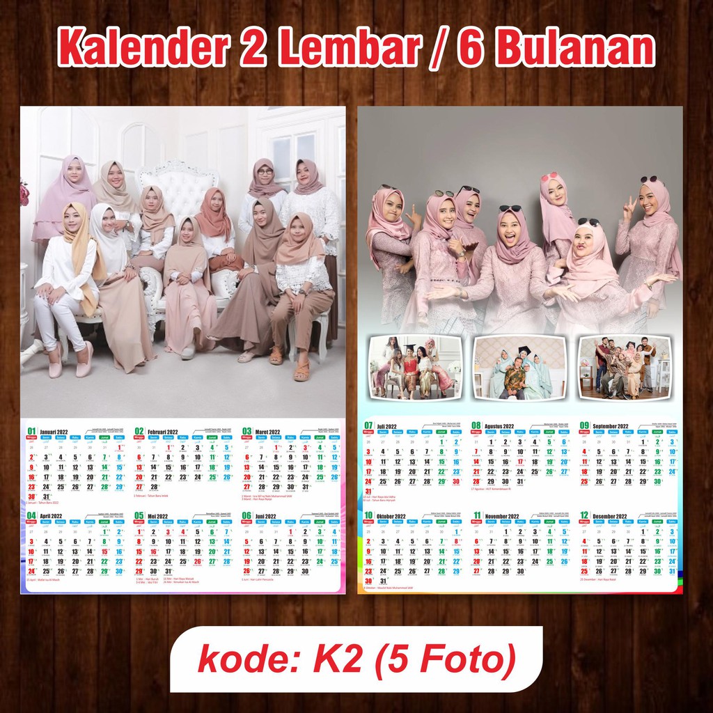Jual Kalender 2022 Isi 2 Lembar | 6 Bulanan (Gratis Desain)  Indonesia|Shopee Indonesia
