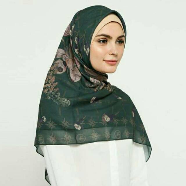 New Basslila Scarf Ria Miranda Voal Deep Green Riamiranda