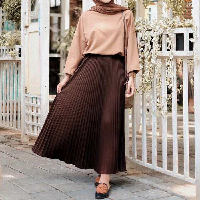 Jual Rok Plisket Premium Mayzaa.id Dark Brown/Coklat Tua Rok | Shopee Indonesia