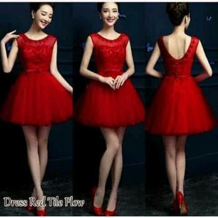 PARTY DRESS PINK GAUN PESTA REMAJA COMBI TILE / BAJU PESTA ULANG TAHUN