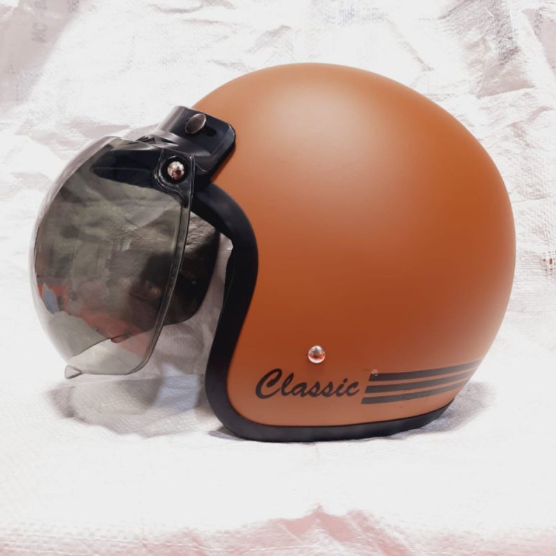 Jual Helm Bogo Retro Dewasa Polos Classic Coklat Doff | Shopee Indonesia