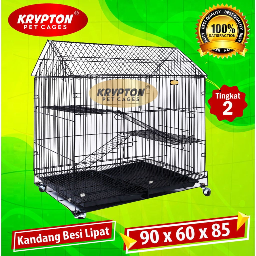 Kandang Kucing Tingkat 2 Jumbo XXL 90x55x85 + RODA (bisa