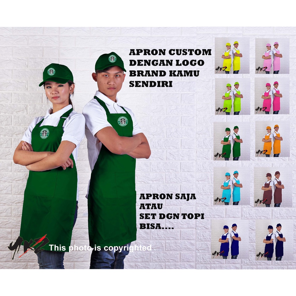 Jual APRON CUSTOM/APRON BARISTA CUSTOM/ APRON /CELEMEK BORDIR SABLON