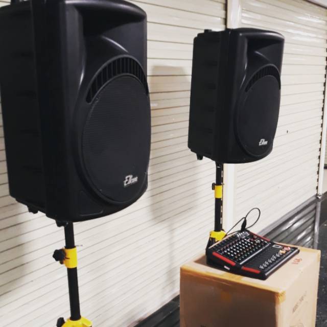 Paketan speaker aktif karaoke dan mixer bluetooth usb canggih termurah