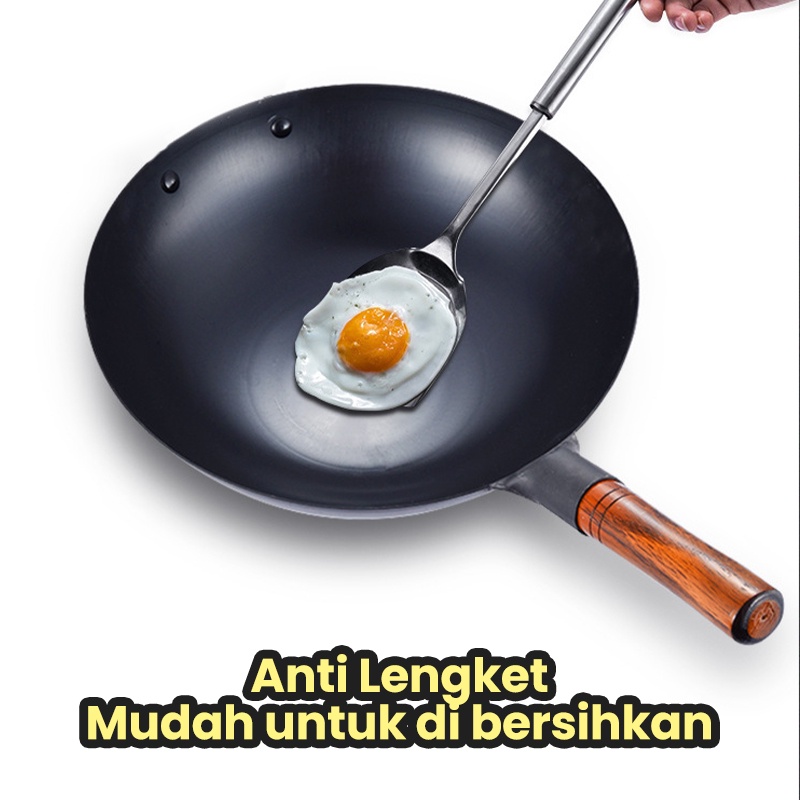 Greenland Wajan Nasi Goreng Plat Baja Hitam Wajan Cekung Resto Chinese