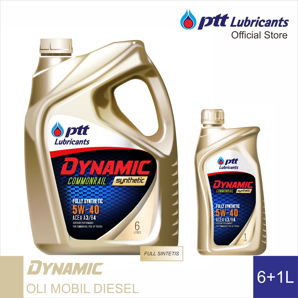 PTT Lubricants Dynamic Commonrail Synthetic Sae 5W40 Acea A3/B4 Oli Mesin Mobil Diesel [6+1L