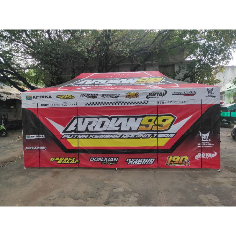 Jual Tenda Lipat Padock - Tenda Balap Ukuran 6 Mtr X 3 Mtr Full Cetak Printing ( Free Request Desain ) | Shopee Indonesia