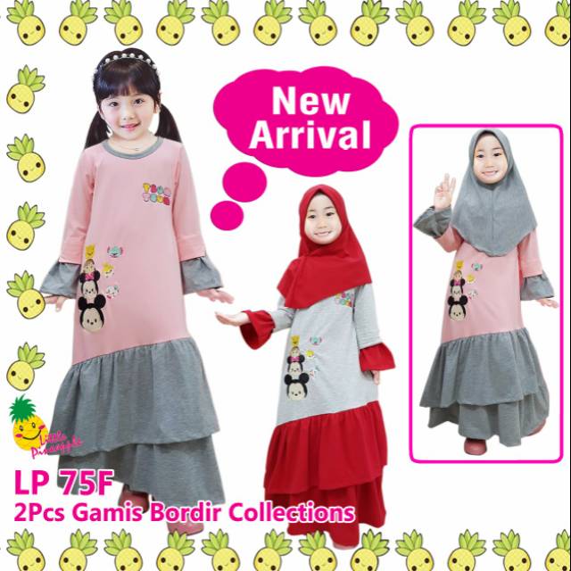 LITTLE PINEAPPLE GAMIS MUSLIM JILBAB HIJAB SYARI ANAK CEWEK PEREMPUAN