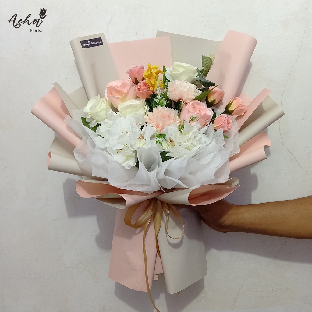 Jual Artificial Hand Bouquet Medium / Buket Bunga Artificial / Buket Wisuda / Buket Graduation