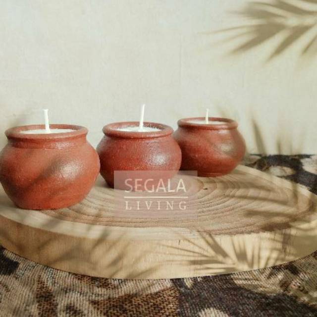 TEJA Lilin Wadah Tanah Liat/Clay Dekorasi Shabby Rustic Tradisional