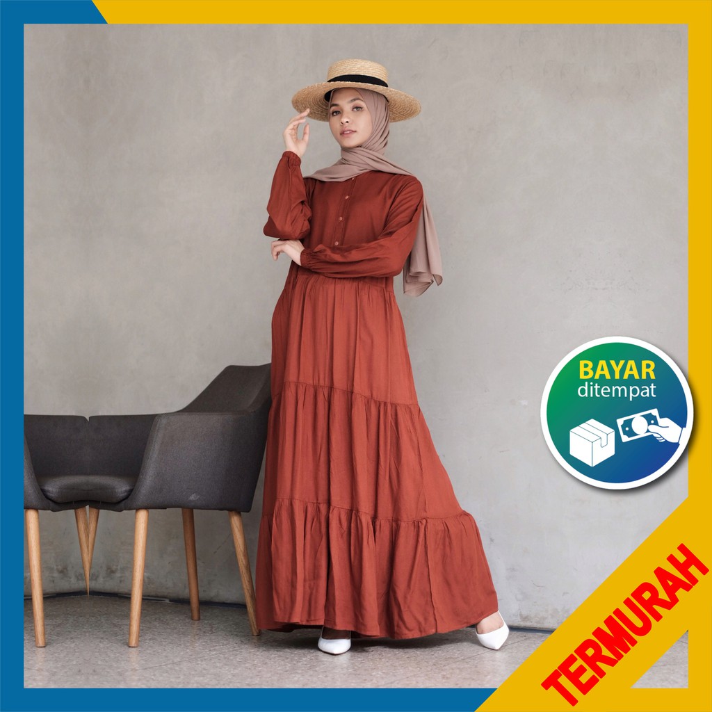 Gamis Polos Bahan Katun Rayon Premium Homey Dress Polos