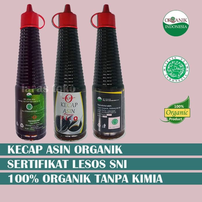 Kecap Asin manis organik 210 gr food organic Aren Kedelai hitam tanpa