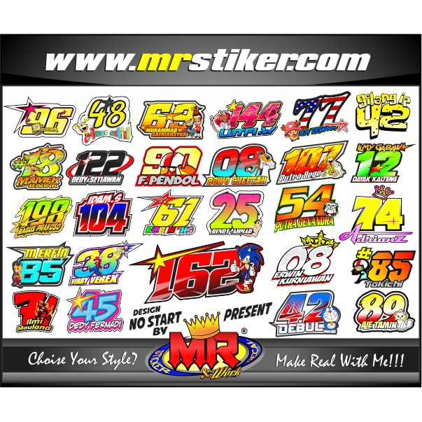 Jual Stiker Nomor Start Motor Mobil Satuan Ukuran Roadrace Motocross Desain Suka-Suka Banyak Bonusnya | Shopee Indonesia