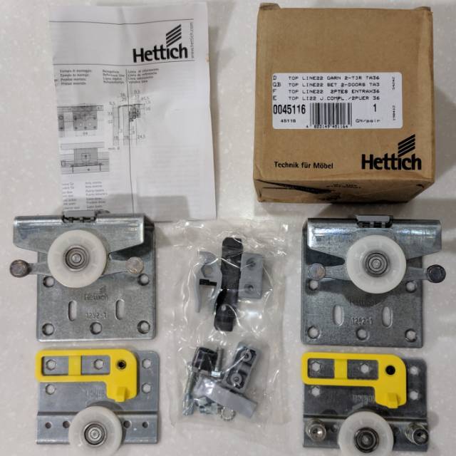 Jual HETTICH Sliding Door Top Line22, 2pintu atau 3pintu, kayu, roda