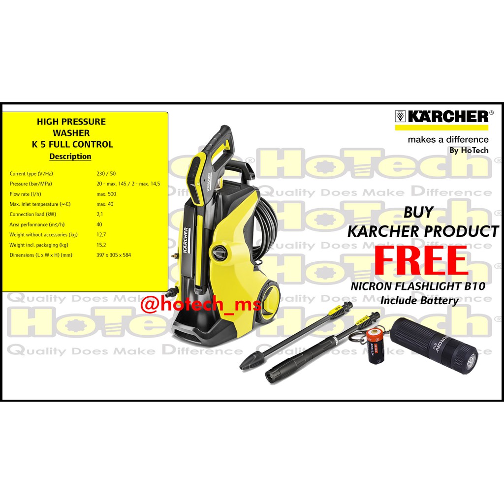 Jual Mesin Cuci Mobil | Karcher K 5 Full Control | High Pressure Washer With Souvenir Nicron B10 Promo | Shopee Indonesia