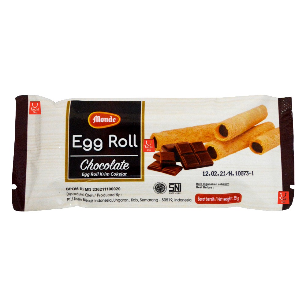 Jual Eceran Monde Egg Roll Chocolate Wafer Roll Rasa Coklat Isi 3 - 35Gr | Shopee Indonesia