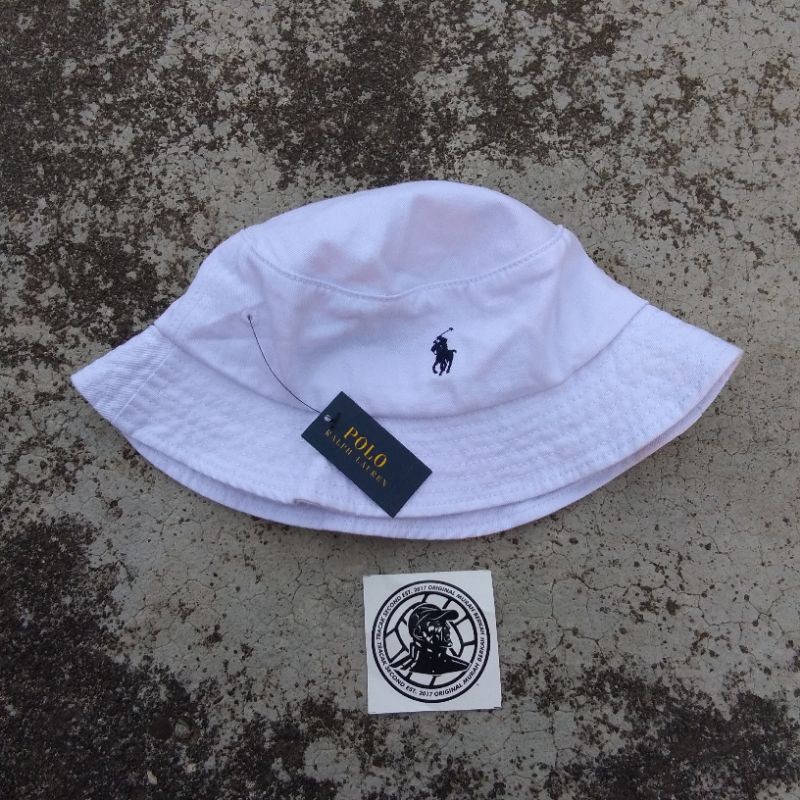 Jual Bucket Hat Polo Ralph Lauren White Navy | Shopee Indonesia