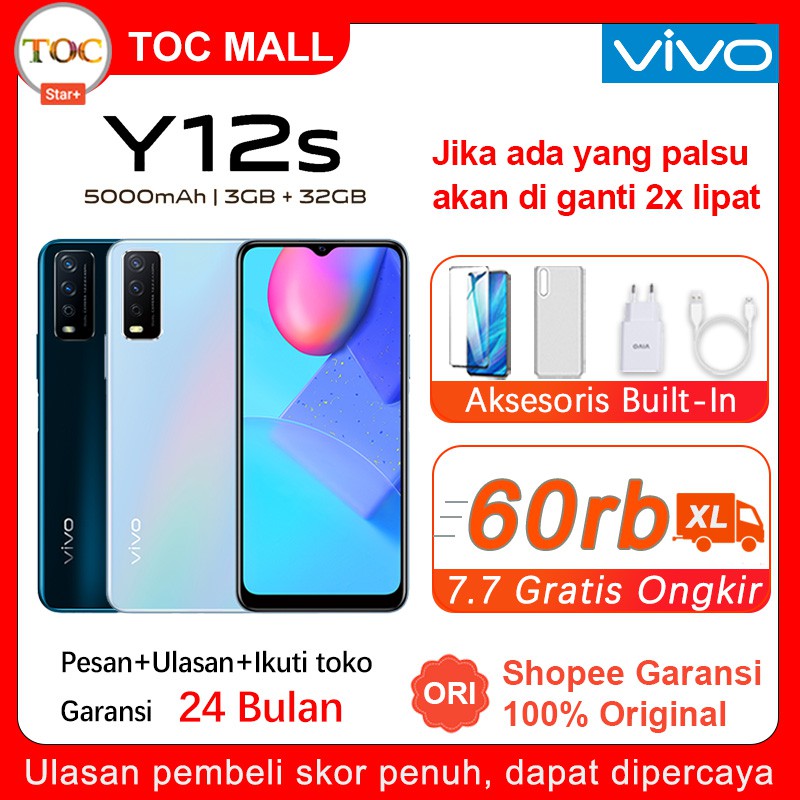 Vivo Y12S 2021 RAM 3GB ROM 32GB GARANSI RESMI original handphone VIVO
