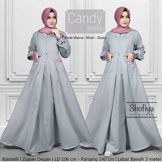 Baju Gamis Pesta Warna Silver