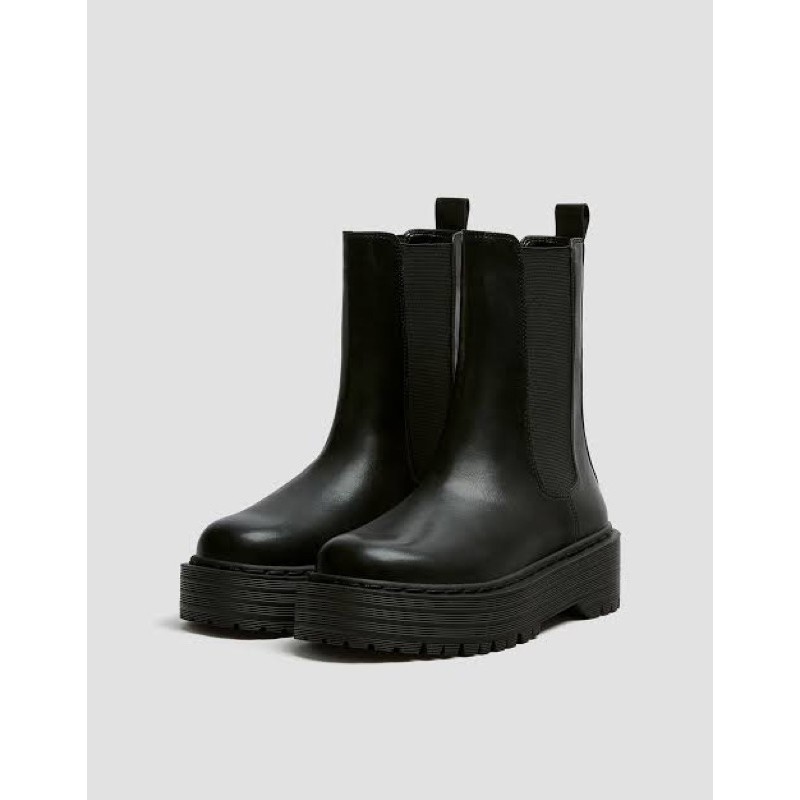 Pull and Bear Black Chelsea Boots Shopee Indonesia
