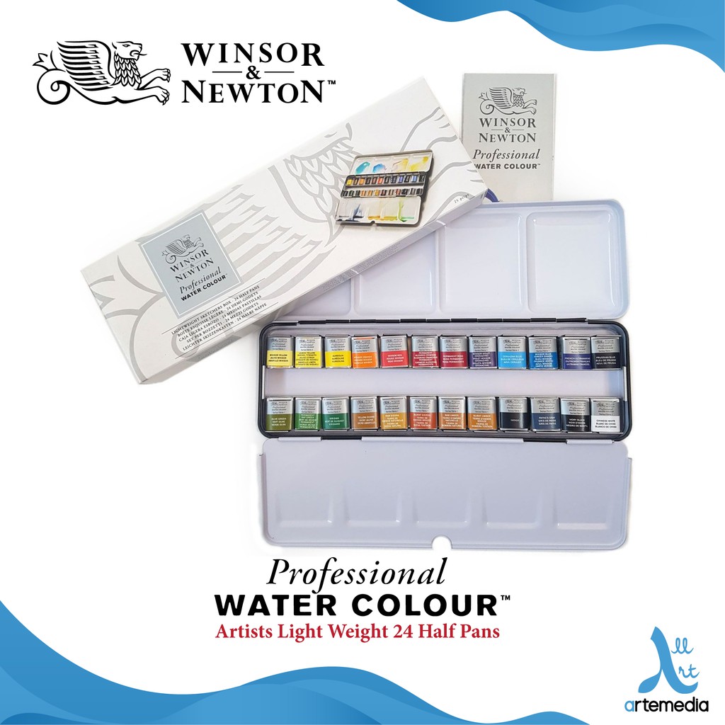 Jual Cat Air Winsor & Newton Professional Metal Box 24 Half Pan Watercolor Indonesia|Shopee Indonesia