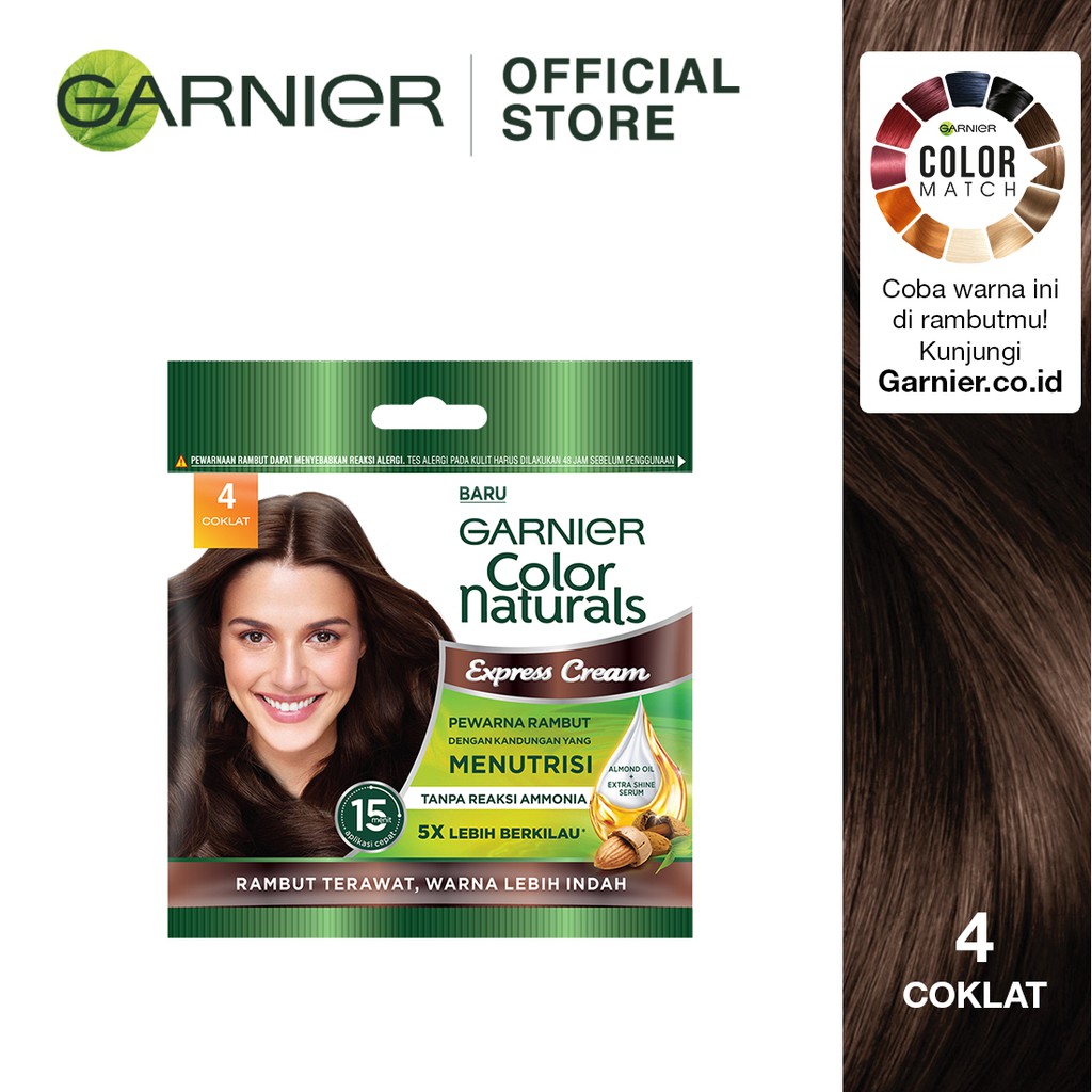 Jual Garnier Color Naturals Express Hair Color - 4 Coklat (Cat / Pewarna Rambut Permanent) | Shopee Indonesia