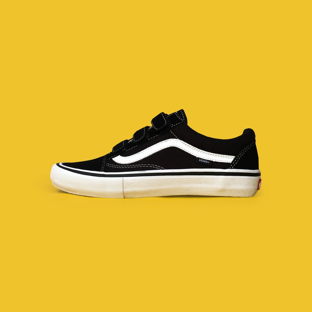 Vans Old Skool Velcro Pro Black White ORIGINAL Shopee Indonesia