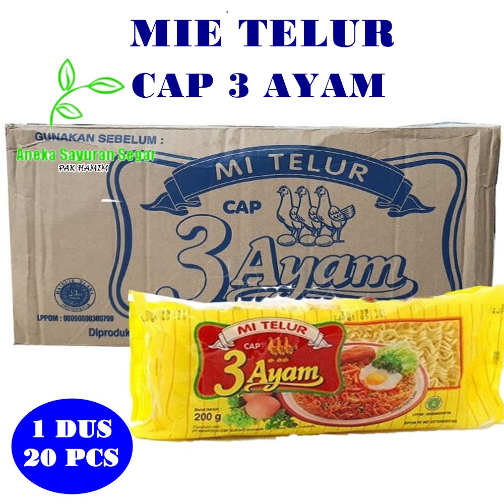 1 DUS Mie Telur Cap 3 Ayam Murah Isi 20 Pcs Mi telur cap 3 Ayam mie