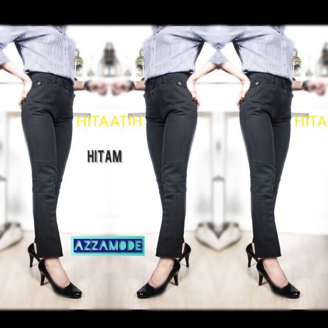 Celana kerja bahan JUMBO panjang wanita RESLETING cewek kantor katun