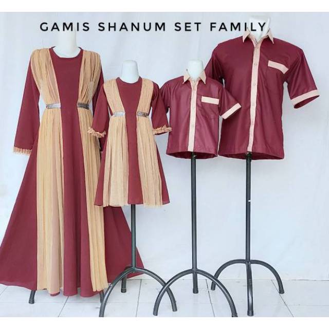 Jual Gamis Couple Model Shanum Warna Maroon Mix Coklat/Gamis Sarimbit Keluarga | Shopee Indonesia
